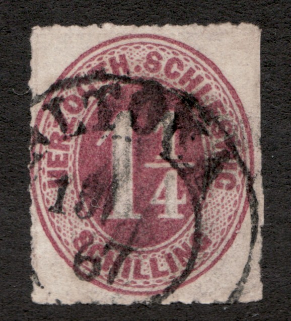 1866 Germany, Schleswig Holstein Sc# 11 – 1¼ Schilling ‚Numeral‘. Used Cv$25