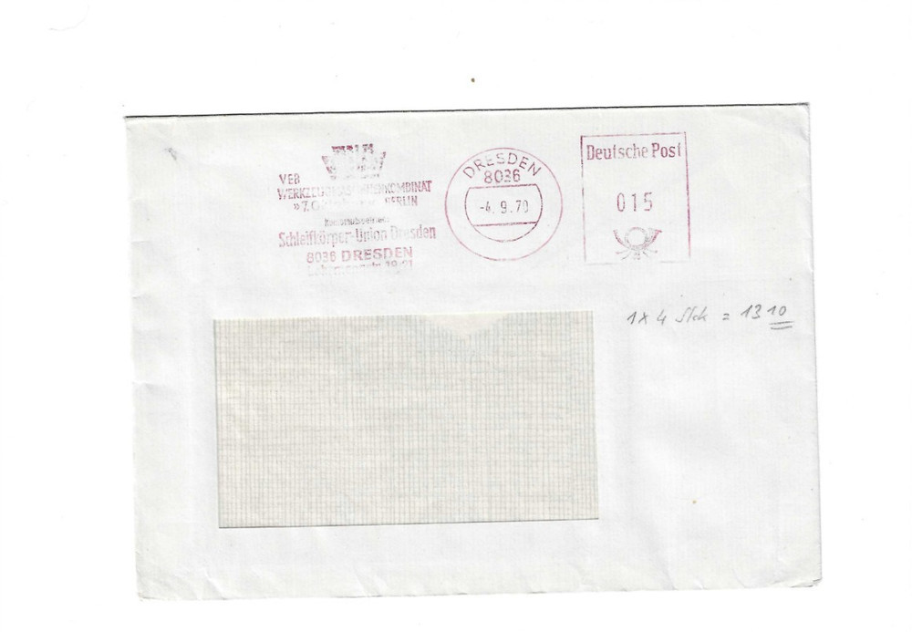 GERMANY 1970 Cover with Meter Cancel sent from Dresden – Slogan