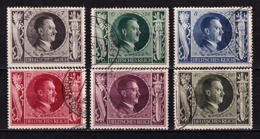 GERMANY 1943 Sc#B231-B236: Hitler’s Birthday, Complete Set of 6, USED – FREE S&H