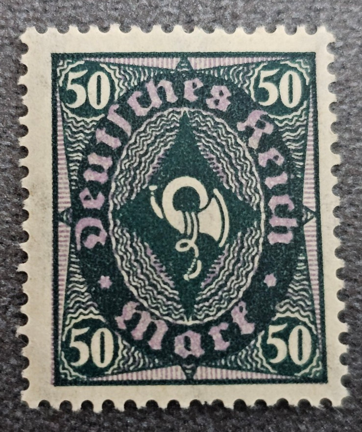 Stamp Germany Deutsches Reich Post Horn 50 Mark 1922 Mi. Nr. 209 [🇩🇪39177-9]