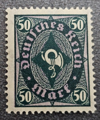 Stamp Germany Deutsches Reich Post Horn 50 Mark 1922 Mi. Nr. 209 [🇩🇪39177-9]