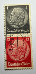 Germany Lot of 25 Stamps – 1933 – 1936 (Unusual Joined 1 pf & 12 pf Pair!)