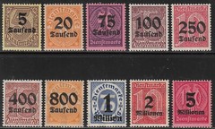Stamp Germany Official Mi 089-98 Sc O29-32,4-9 1923 Dienst Deutsches Reich MH
