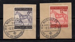 GERMANY, SCOTT # B244-B245, USED ON PIECE SET – RACE HORSE YEAR 1943 NURNBERG
