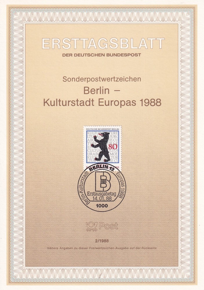 Berlin ETB 800 Scott 9N568 Berlin Culture City