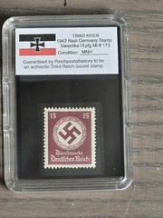 Third Reich WWII Nazi German Swastika NSDAP Stamp Collection w Hard Slab Case
