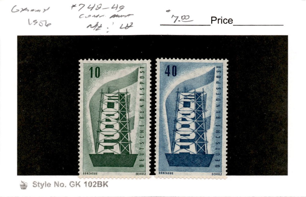 Germany, Postage Stamp, #748-749 Mint LH, 1956 Europa (AC)