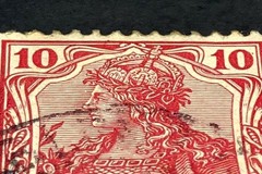 Rare 1921 Germany 10 Pfennig Red Stamp Hinged Heavy Cancel Collectible