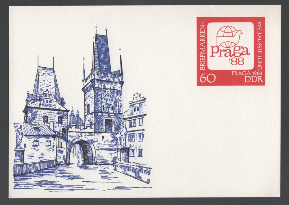 1988 Germany DDR Praga 88 Prague Czechoslovakia Postal Stationery Card