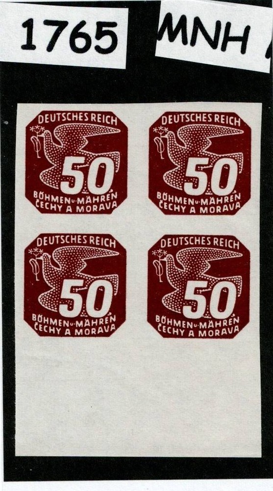 MNH stamp block Sc P18 Newspaper German Occupied Bohemia WWII 1943 #1765