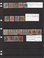 GERMANY LOT OF 43 GERMANIA STAMPS 1900-1921 MOSTLY USED SOME HINGE REMNANTS
