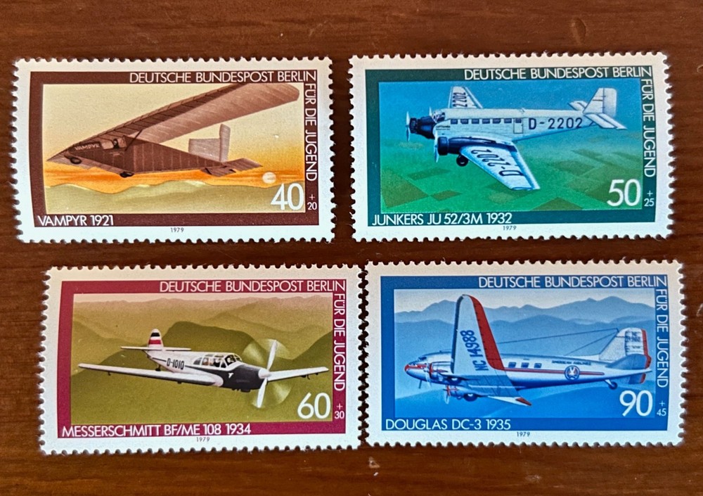 Germany Berlin, Airplanes, Scott # 9NB153-9NB156 Mint NH, complete set
