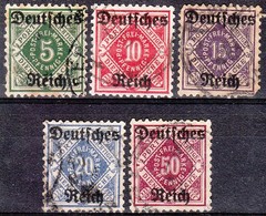Stamp Germany Official Mi 052-6 Sc O59-63 Dienst Reich Wurttemberg Porto Used