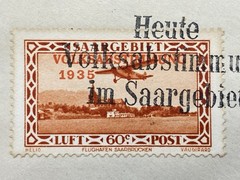1935 GERMANY SAAR Overprint slogan cancel to Honnef/ Rhein, Airmail stamps.