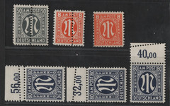 GERMANY 1945 AM POST 6 STAMPS WITH ERRORS INCLUDING 8PF. DOUBLE PRINTED