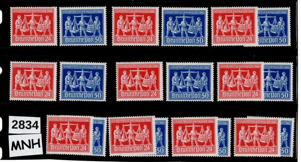 MNH Stamp sets X10 Post WWII 1948 Germany Sc 584-585 Hanover Fair #2834