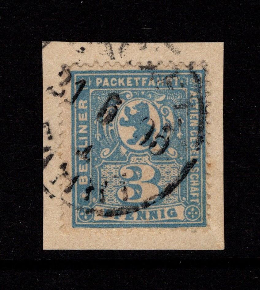 Germany Late 1890s 3p Berlin Private Post Used / On Piece / Lite Blue – S58649