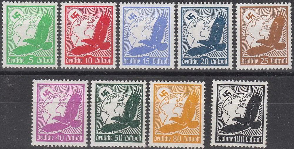 Stamp Germany Mi 529-37 Sc C46-54 1934 3rd Reich Emblem Airmail Flugpost MNG