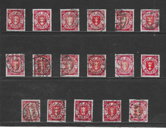 DANZIG SCOTT 177 20pf USED x 17 (C) – 1924 20pf CARMINE & RED COAT OF ARMS ISSUE
