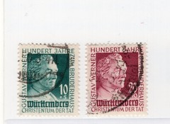 GERMANY FRENCH ZONE WURTTEMBERG 1949 8NB7-8NB8 VFU EXPERTIZED SCHLEGEL BPP