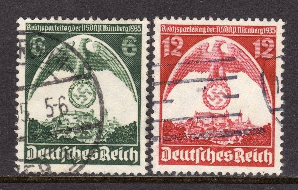 Third Reich Nazi German NSDAP Eagle Clutching Swastika Nurnberg Rally Stamp set