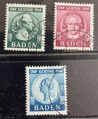 GERMANY – French Zone Baden #5NB12-14 Goethe Used – CV $75