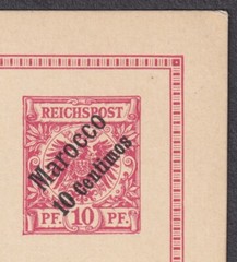 Rechspost 10pf Stationery Postcard; Marocco 10 centimos overprint; Mint