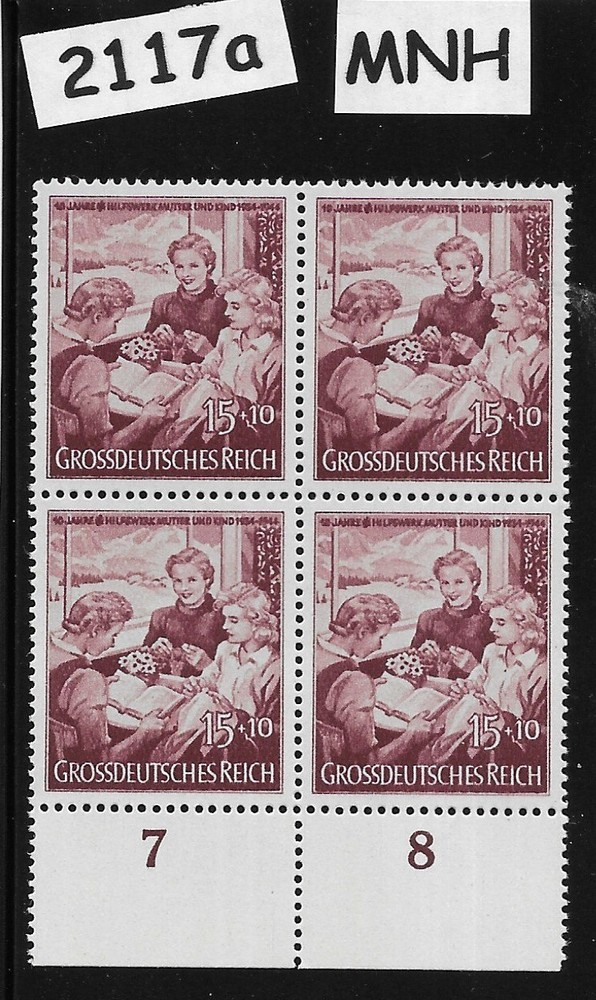 MNH Germany stamp block B256 1944 Mother & Children Winter relief WWII #2117a