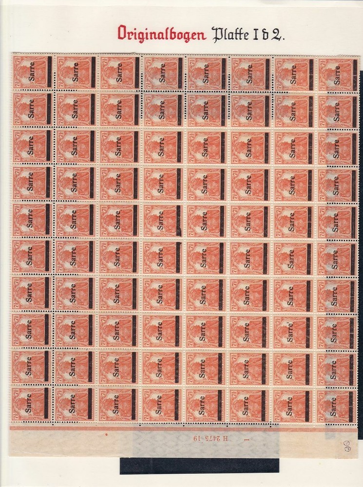 Saar 5aI ORIGINAL SHEET MNH MINT NEVER HINGED with VARIETIES,HAN Etc (54272