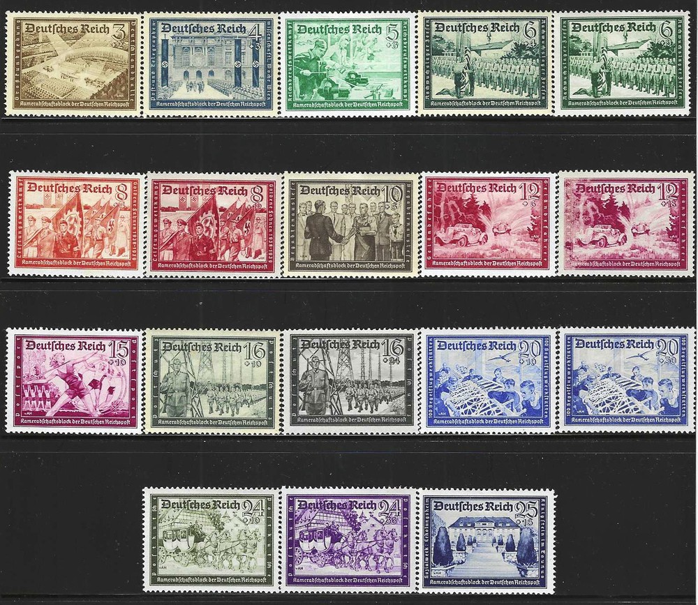 GERMANY 1939 #B148-#B159, Complete Set, including all A’s, Mint/LH-MNH SUPERB