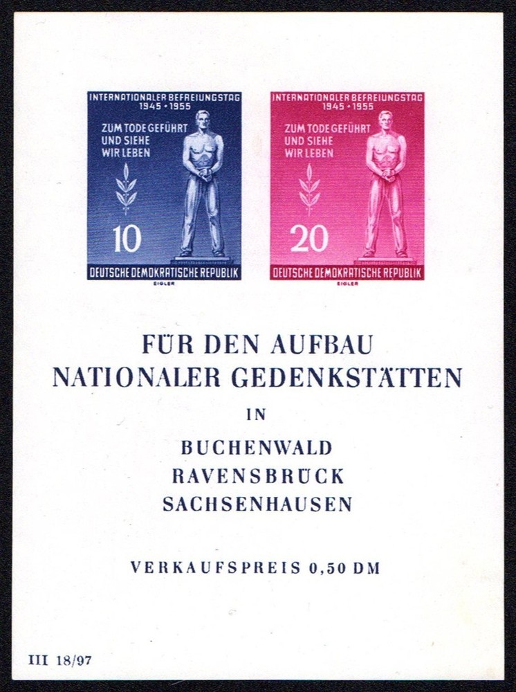 GERMANY (DDR) 1955 Miniature sheet for the construction of statues MH U2800X