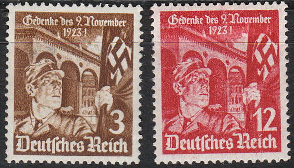 Stamp Germany Mi 598-9 Sc 467-8 1935 War Fascism Adolf Storm Trooper MNH