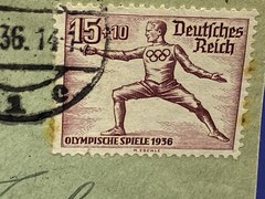 1936 Germany Koln, Bahnpostamt 10, Airmail, Highly likely Zeppelin carried/ USA