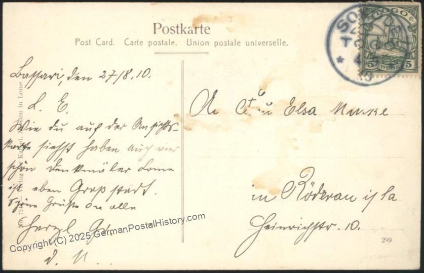 Germany 1910 Togo SOKODE CDS USED Cover 114160