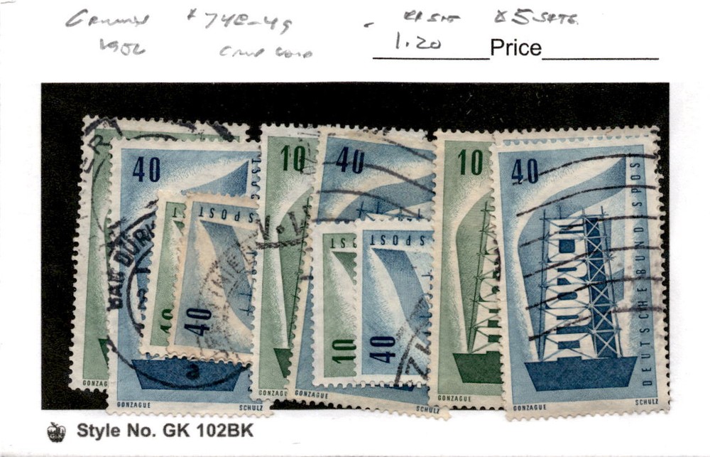 Germany, Postage Stamp, #748-749 Lot Used, 1956 Europa (AI)
