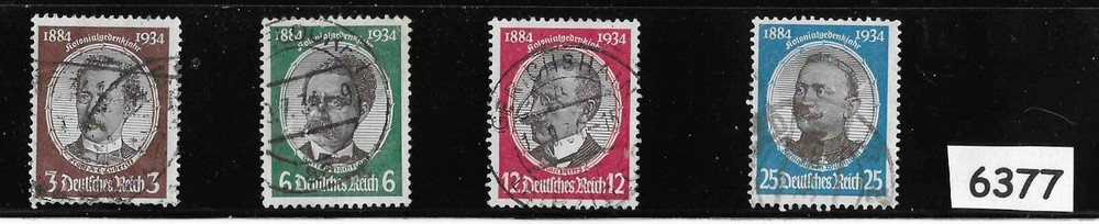 #6377 Stamp set Sc 432-435 Lost Colonies / WWII Germany / Third Reich / 1934