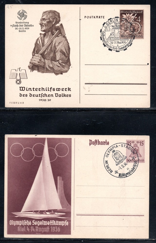 WWII Germany 1936 Olympics & 1939 Third Reich Event Postcards Lot of 4 #ma16