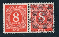 All, occupation Bizone Michel No. 53 II F-attest Schlegel left without overprint