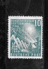 WEST GERMANY SC#665 1949 RECONSTRUCTION COMMEMORATIVE OLD CLASSIC USED VF STAMP