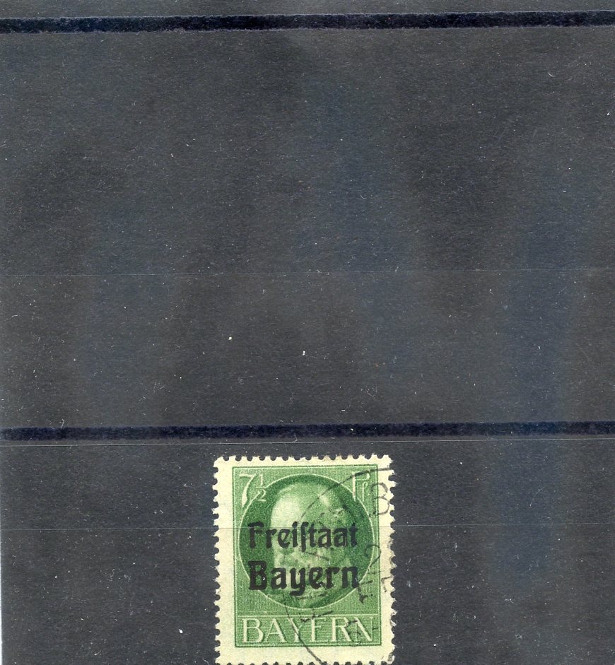 GERMANY, BAVARIA Sc 195(MI 154A)VF USED 1919 71/2pf BLACKISH GREEN $30