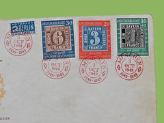 Germany 1949 BRD FDC Mi 113-115 100 Jahre Briefmarken Munich Exhibition Bavaria