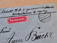 WWI Imperial German Soldiers Military Feldpost Cover Envelope w Red Stamp 1917