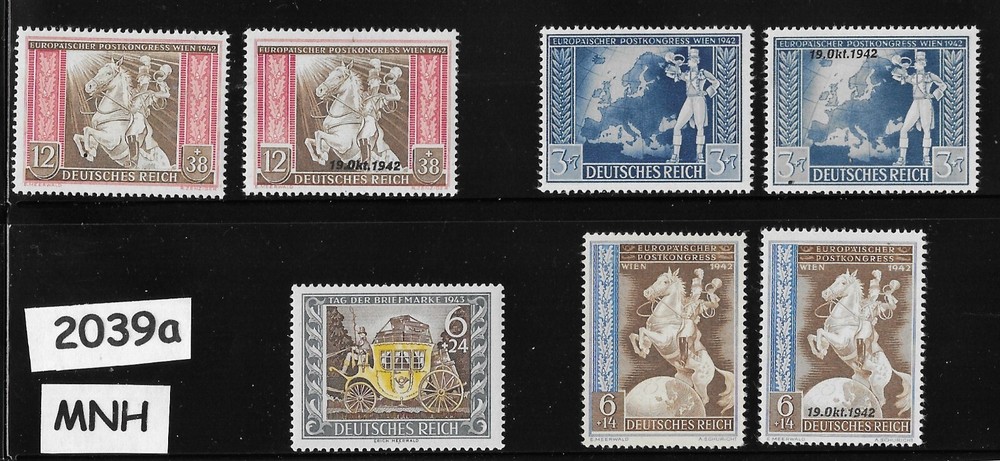 MNH stamp set B209-215 Germany 1942 European Postal Congress Vienna Austria