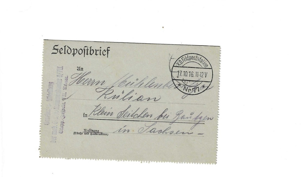GERMANY 1916 Feldpostbrief