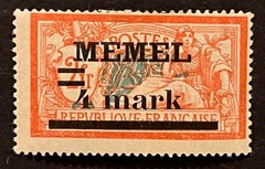 Travelstamps: Germany Memel OP Stamps 4m on 1f, Mint Og Hinged Surcharge MOGH
