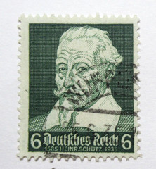 Germany Deutsches Reich Stamp Scott 456 Heinrich Schutz Composer 6pf 1935 Used