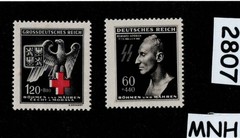 MNH stamp set Reinhard Heydrich & Red cross WWII Germany Third Reich era #2807