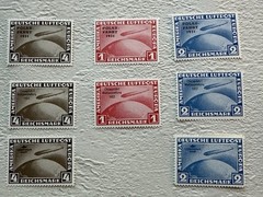 Zeppelin Airmail Stamps Set of 8 Deutsche Luftpost Reprints Immaculate Unused