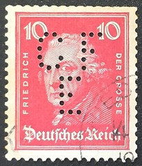 Germany – 1926-1927 Scott #355 Frederick the Great portrait – „CFE“ PERFIN