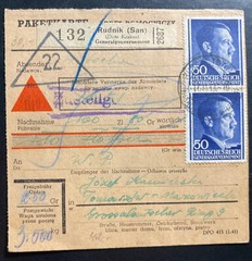 1943 Rudnik Germany Parcel Receipt Registered Cover To Tomarszow